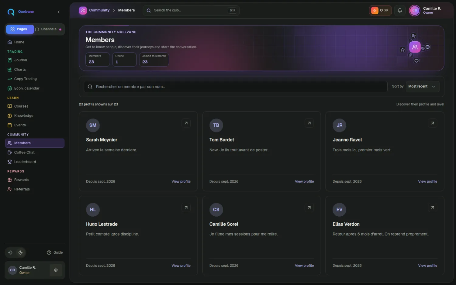 Member directory — Profiles, levels, seniority — your community gathered in one place.