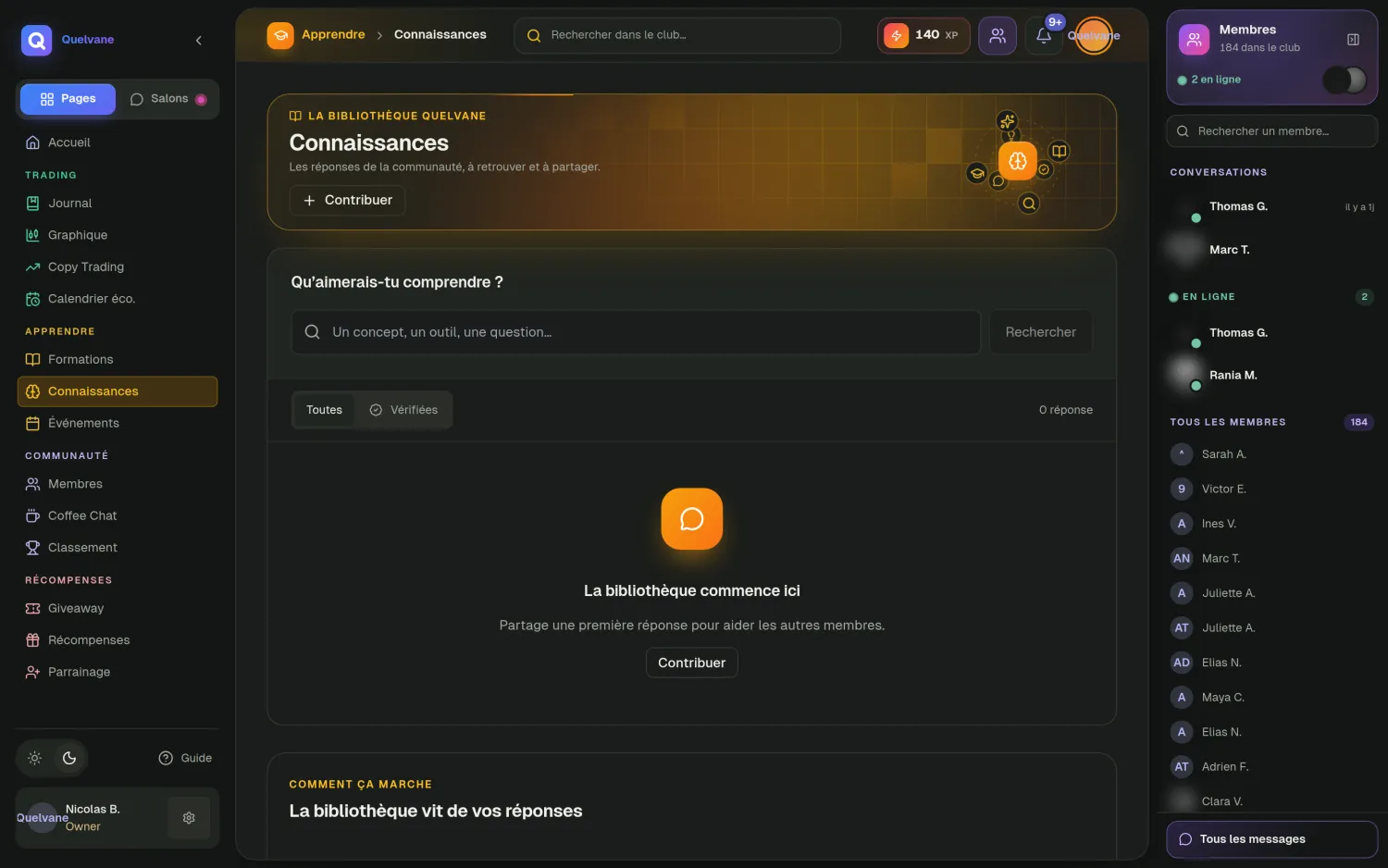 Base de connaissances — Votre documentation, vos règles, vos méthodes — à l'intérieur, plus dans un Notion à côté.